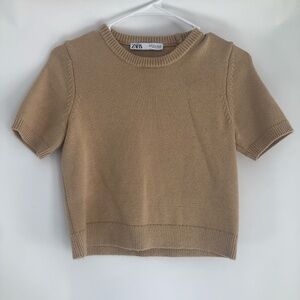 Zara - Khaki Knit Crop Shirt